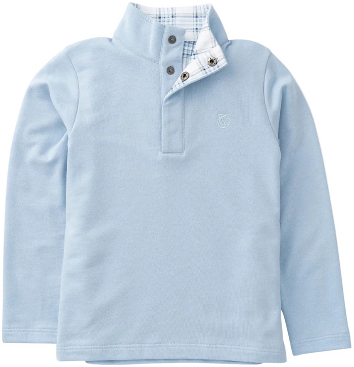 The Sporty Snap Pullover from Prodoh brings effortless versatility to his autumn wardrobe. Crafted in soft cashmere blue with a classic mock neck quarter snap and plaid fabric detailing, this pullover transitions seamlessly from everyday wear to special occasions. The clean lines and refined construction make it a reliable layering piece that pairs with everything from jeans to dress pants—ideal for building a polished, put-together look season after season.