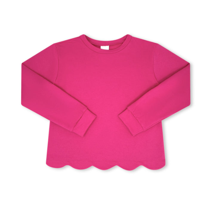 The Bubblegum Pop Pullover by Set Proper brings a joyful pop of pink with a charming scalloped hem that elevates any outfit. Cozy and versatile, it pairs effortlessly with jeans, leggings, or skirts—perfect for brightening chilly school days and beyond!
