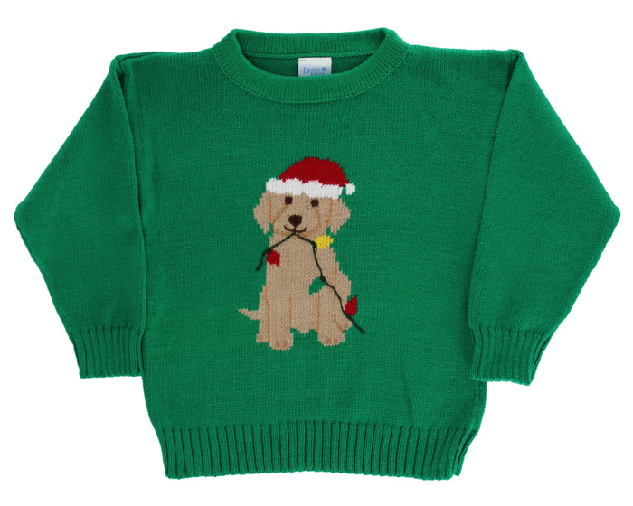 Celebrate the season with Bailey Boys’ Christmas Lab Crew Neck Sweater. This vibrant green sweater features an adorable lab decked out in festive holiday gear, bringing warmth and joy to every moment. Perfect for toddler to tween boys who love Christmas cheer in cozy style!