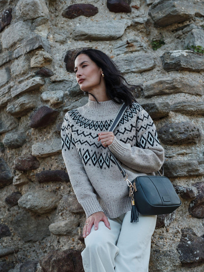 City Duo Crossbody Bag Volcano Grey-Pom Pom London