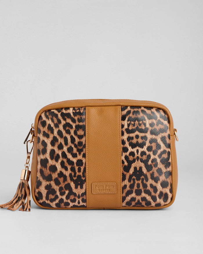 Pom Pom London City Plus Bag Leopard Print Maple-Pom Pom London