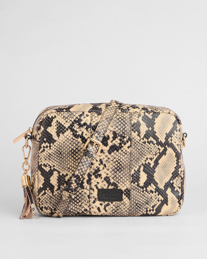 City Plus Crossbody Bag Snake Effect Monochrome-Pom Pom London