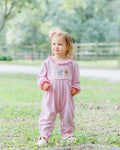 Let your little one’s imagination run wild in the Girls Zoo Crew Romper! Soft pink stripes and playful ruffles frame adorable zoo animal embroidery, creating a joyful outfit that sparks smiles and adventures at every turn. Ready to make every day a fun-filled safari?