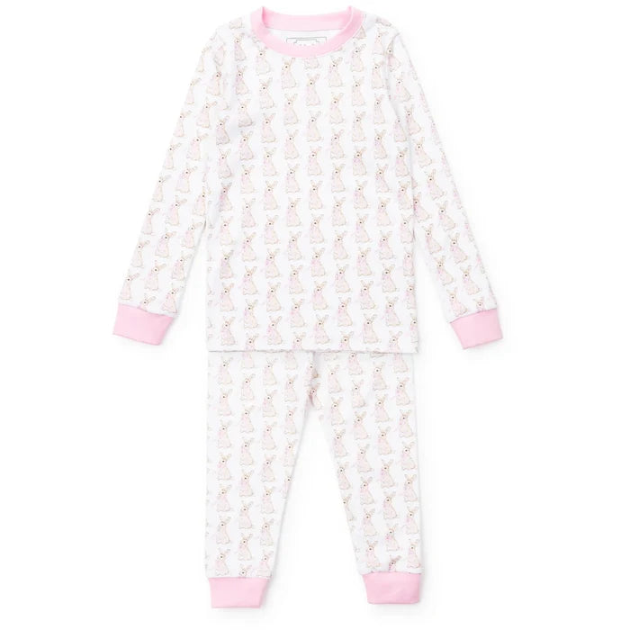 Give your little one the gift of comfort and joy with the Grayson Girls’ Pajama Pant Set in Easter Bunnies Pink by Lila and Hayes! Crafted from soft Pima cotton, this long sleeve set features an adorable Easter bunnies print, making bedtime an enchanting adventure. Let their dreams hop into a world of fun!