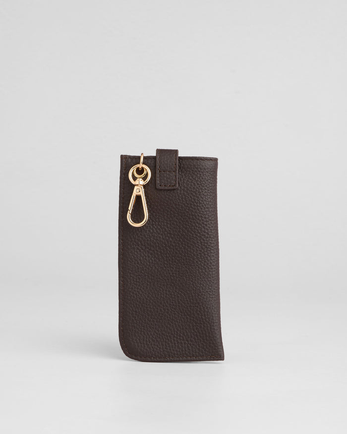Grosvenor Glasses Case Chocolate Plum-Pom Pom London