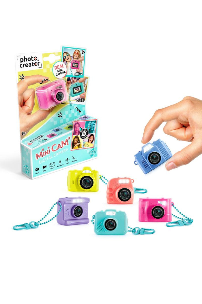The Photo Creator Mini Camera gives kids a real photo and video experience in a tiny, easy-to-use design made just for them. Small enough to clip onto a backpack, this kid-friendly camera lets young creators capture everyday moments while exploring creativity on the go. It feels like real tech, but plays like a toy.