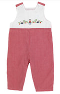 Celebrate the magic of the season with the Nutcracker Jon Jon by Bailey Boys. This charming red mini check gingham jon Jon, detailed with delicate nutcracker embroidery, brings holiday joy to your little one’s wardrobe. Paired with a crisp white Peter Pan collar shirt, it’s a timeless festive look.