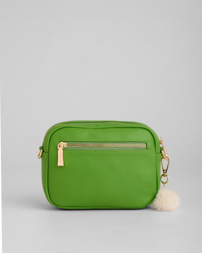 Original Bag in Frog Green styled with free fabric strap and keyring | Pom Pom London
