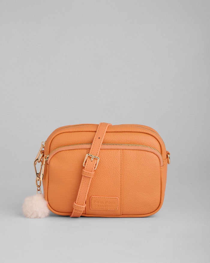 Original Bag in Mango Tango full-grain leather close-up | Pom Pom London