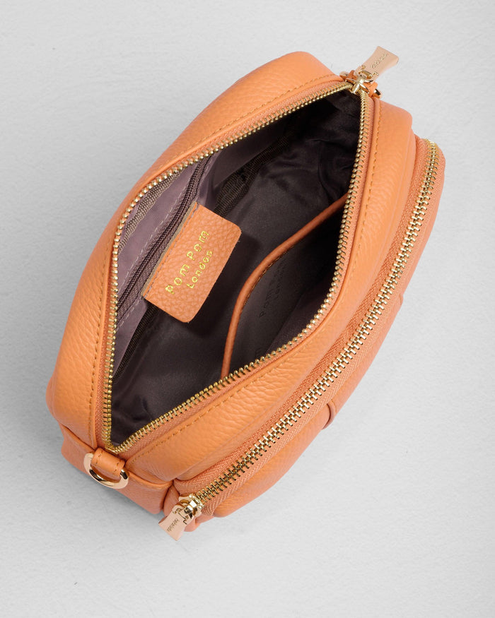 Original Bag in Mango Tango styled with free fabric strap and keyring | Pom Pom London