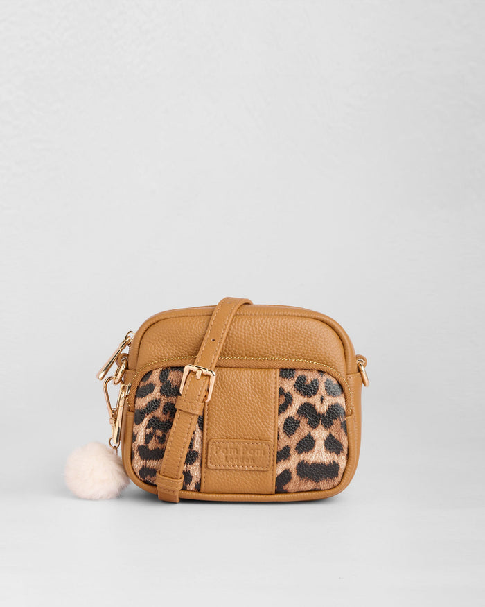 Original MINI Bag Leopard Print Maple & Accessories-Pom Pom London