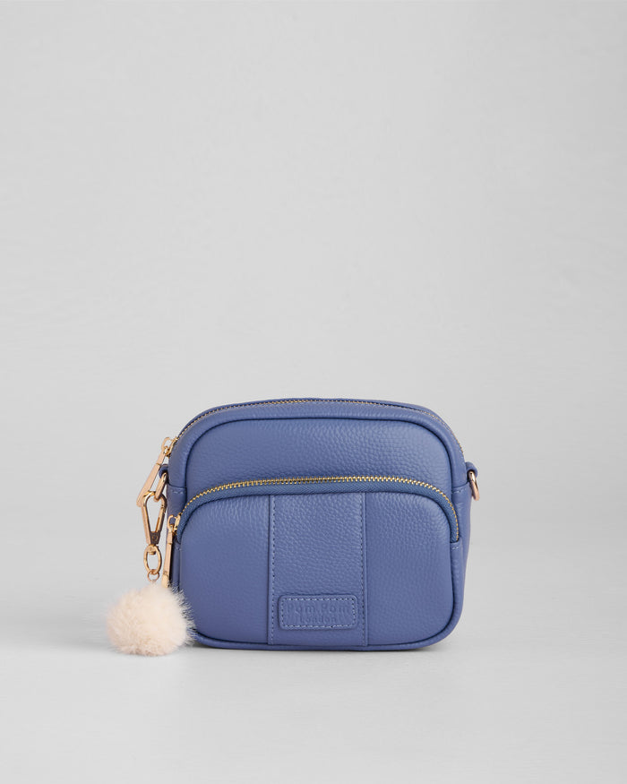 Lupin Blue Original Mini Bag - full-grain leather bag | Pom Pom London