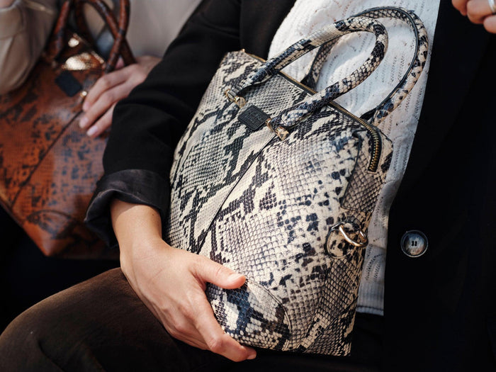 Pom Pom London Greenwich Bag Snake Effect Monochrome-Pom Pom London