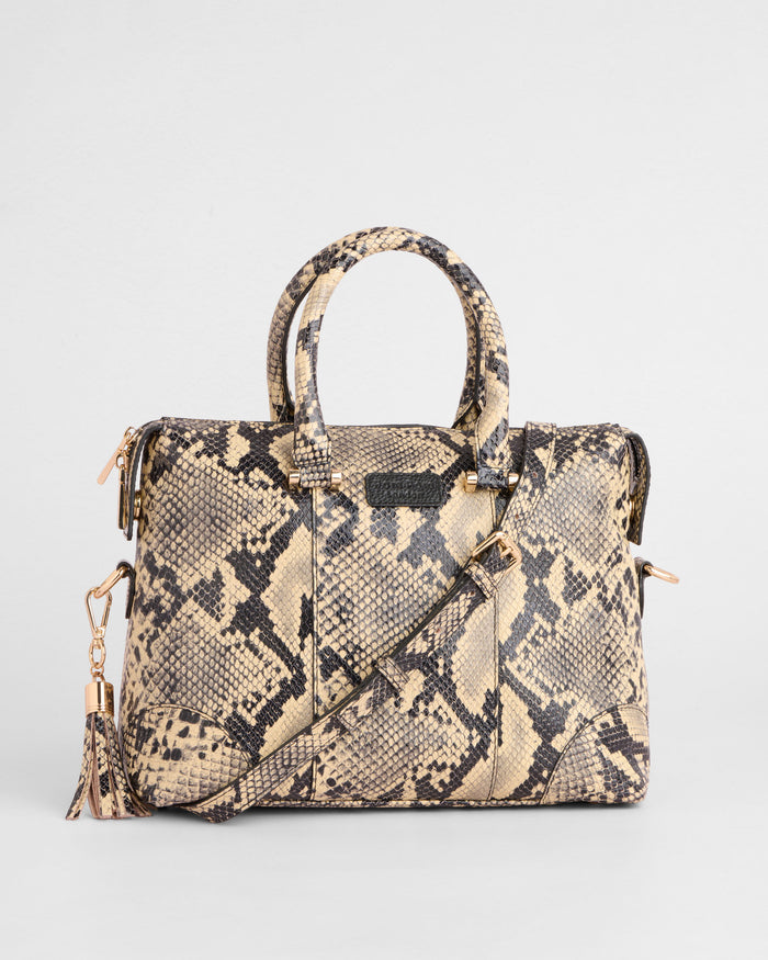 Pom Pom London Greenwich Bag Snake Effect Monochrome-Pom Pom London