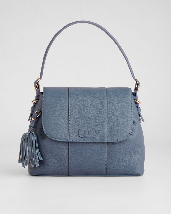 Pom Pom London Strand Bag Slate Blue-Pom Pom London