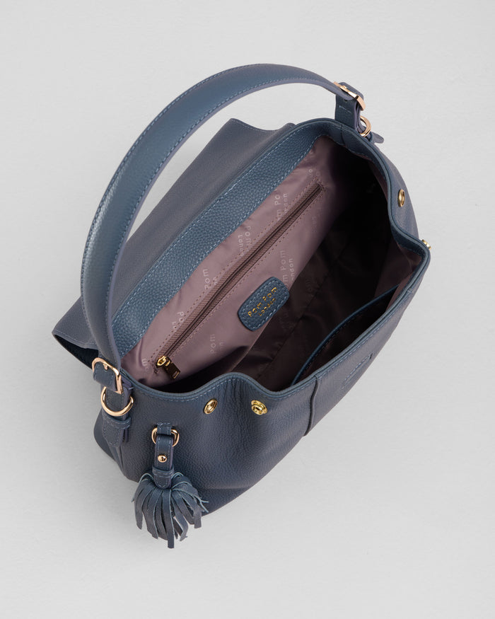 Pom Pom London Strand Bag Slate Blue-Pom Pom London