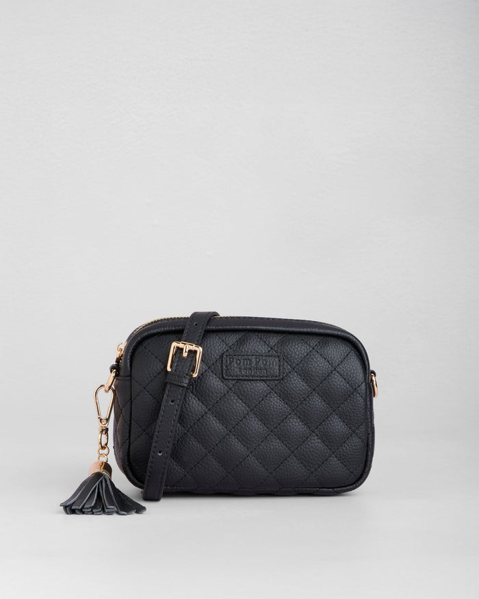 Quilted City MINI Bag Black & Accessories-Pom Pom London