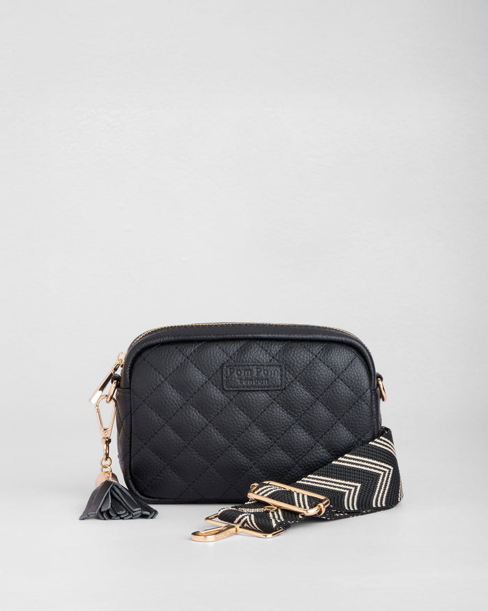 Quilted City MINI Bag Black & Accessories-Pom Pom London