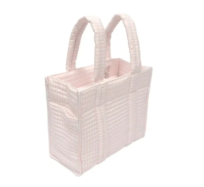 Quilted Mini Go Go Tote in Pamlico Pink Stripe