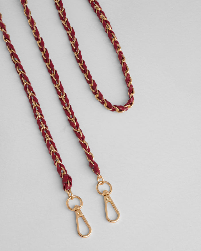 Strap Gold Chain Burnt Rhubarb Weave-Pom Pom London