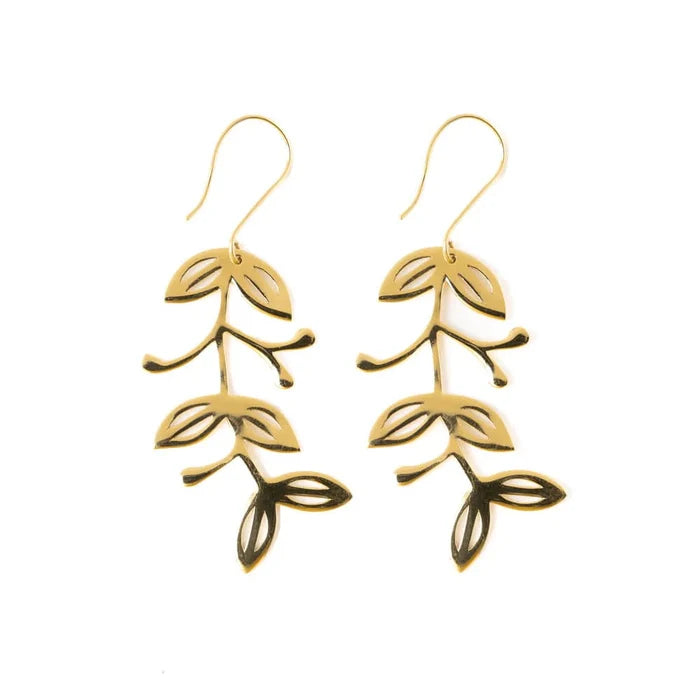 Vera Abstract Leaves Threader Earrings