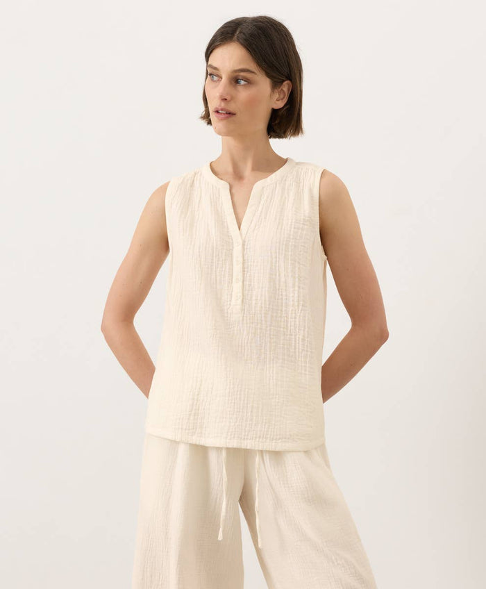 Women's Coastal Double Gauze Henley Tank